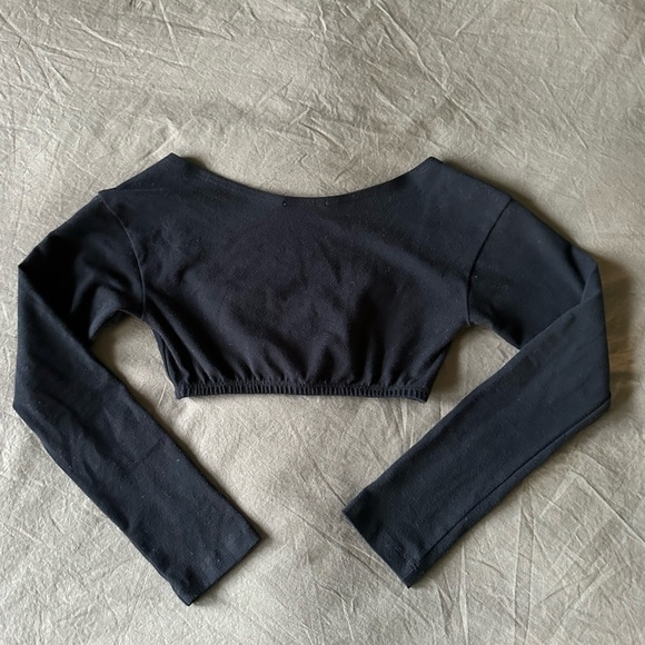 Black Square Neck Long Sleeve Crop Bodysuit El Tigre Chiquito L/S Crop Top - Picture 4 of 5
